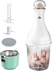 [Oimzzr] Multifunctional Meat Grinder Vegetable with 550ml/18.6oz Container 6 Blades 2 Blades Dual Head Built-in 2000mAh Rechargeable Electric Food Processor with 3x150ml/5oz Bowl Anti-Slip Mat