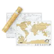 Luckies 42cm Scratch Off Map Travel Edition w/ Foil Hanging Wall Decor White New