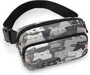 [YTLKGFP] Waist Pack Cute Funny Grey Cats Pattern Printed Butt Pack Fanny Pack Hip Bum Bag for Workout Traveling Casual Running Hiking Cycling, Cute Funny Grey Cats Pattern, 7.9 X 5.1 in