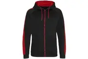 Awdis Mens Polyester Sport Full Zip Hoodie (Jet Black/Fire Red) - UTRW10425