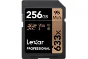 Lexar Professional 256GB SDXC U1 , 633x, up to 95MB/s read, up to 45MB/s Write, Shoot high-quality images and 1080p full-HD