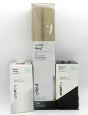 New Cricut Permanent Smart Vinyl Bundle 52ft Total - Black, Gold, White