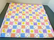 NEW Handmade Light Weight Flannel Cotton SUN & MOON Baby Quilt Blanket 35 X 35