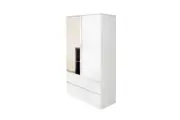 Wardrobe Cabinet Armoire Clothes Garment Storage Shelves Unit Organiser Glass Mirror Door Drawer Closet Cupboard Bedroom Furniture Hanging Rail White