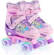 Adjustable Kids Roller Skates for Girls Kids, Toddler Roller Skates for Beginners with Light Up Wheels Outdoor Indoor