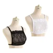 Floral Lace Mock Camisole Bras Cleavage Cover Wrapped Chest Overlay Panel Vest