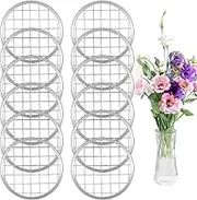 12 Pcs Mason Jar Flower Insert Lids Flower Grid Frog for Arrangement Vase, Metal Mason Flower Jar Lid With Square Grids for Regular Mouth Mason Canning Jars (Silver)