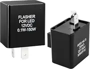 Weasch 2 Pack Automatic Electronic Turn Signal Flasher Relay, 12VDC 0.1W-150W 2-Pin, for Led Turn Signal,Motorcycle LED Turn Signal Indicator Flasher Relay,Turn Signal Flasher for Led Lights (2)