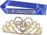 [TINEASUR] 1 Set Graduation Crown and Sash for Women Crown with Sash for Graduation Parties and Ceremonies Unique and Comfortable Hairband for Memorable Celebrations
