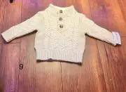 Cat & Jack Pull Over Thick Knit Button Sweater Tan Nwt 12 Months Neutral