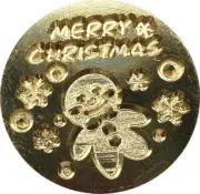 Gingerbread Man, Merry Christmas above Snowflakes Below 3/4" Wax Seal Stamp Head