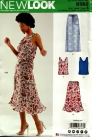 New Look Sewing Pattern 6562 Misses Skirts Tank Shirt Tops Pants Sizes 10-22