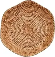 KOCKSHION Woven Rattan Fruit Storage Basket Rustic Food Holder for Home Kitchen Decorative Sundries Bread Organizer Stylish Handmade Design for Living Room