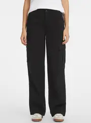 GUESS Women's Jeans Black Cargo Chino Pants Size: 24, Cotton