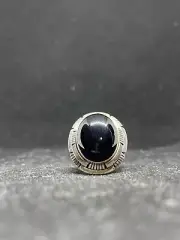 Handmade Native American Navajo black onyx Sterling Silver Ring Size 9.5