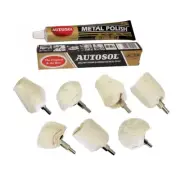 8 pc DRILL POLISH BUFFER WHEEL BUFF KIT WITH AUTOSOL METAL MAG ALUMINUM POLISH