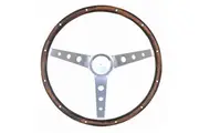 Grant 15" Classic Ford Steering Wheel Brushed S/S 3 Spoke, Hardwood Grip. 4-1/8" Dish