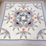 Handmade Wisteria Blossoms Cotton Fabric Patchwork quilt top/topper 86x86"