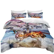 Funny Crazy Bigfoot Yeti Sasquatch Riding Dinosaur Quilt Cover