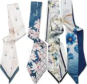 [SHESRA] 5 Pack Purse Scarf Set,Silk Ribbon Scarves for Bags Head Scarf for Handbag Handle Scarf Band Hair Neck Scarf for Women Fashion Holiday Gifts Wrapping,66, Multicolor, Medium