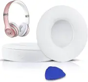 Sjkdxv Earpads Cushions Replacement For Beats Solo 2 &solo 3 Wireless On-ear Headphones, Ear Pads With Soft Protein Leather, Added Thickness - Whit...