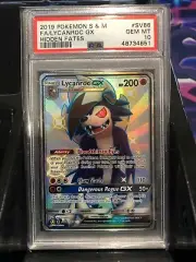 PSA 10 GEM MT - LYCANROC GX Card SV66/SV94 Pokemon TCG Hidden Fates Shiny Vault