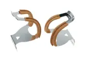 MKS Half Clip Leather Brown Chrome Steel Toe Clips One Size Silver Japan NEW