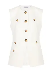 Veronica Beard Tamara Stretch-cotton Waistcoat - Off White - 4 (UK8 / S) 4 (UK8 / S)