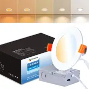 Recessed Lighting 4 Inch Canless Wafer Pot Lights, Dimmable & 5 Color Selecta...