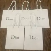 x5 DIOR Authentic White Pebble Shopping Gift Bag with Handle 6”x 7.5” x 3"D New