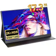 UPERFECT 17.3" 2K 2560x1440 Portable Monitor 16:9 Display HDMI USB C Monitor