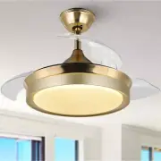 Oaks Aura 36" LED Indoor Modern Gold Invisible Retractable Ceiling Fan w Light