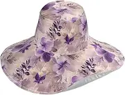 [Yoogain] Bohemian Flowers Lavender and Beige Foldable Women Sun Visor for Vacation Accessories Decorative Golf hat for Ladies Summer Sunproof Gorras para Mujer, Bohemian Flowers Lavender and Beige, One Size