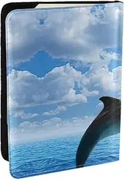 [JEJEA] Two Dolphins Print Travel Organizer Credit Cards Case Passport BookPassport Holder Cover Wallet forTraveling,, Black, One Size
