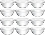 iplusmile 12 Pack Clear Glass Bowls, 2.3 Inch Mini Stackable Meal Prep Bowls Portion Dishes Serving Bowl for Dessert, Candy, Sauce Tasting, Kitchen Prep, Dishwasher Safe