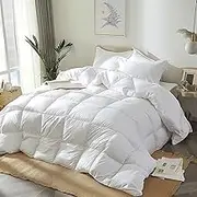 Royal Luxe Goose Feather Down Fiber Comforter - King Size Duvet Insert, 100% Cotton Cover All Season Lightweight Comforter Ultra Soft Luxurious Hotel Bedding, 104”x88”