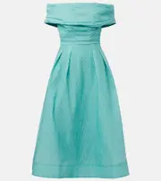 [Rebecca Vallance] Rebecca Vallance Adalyn off-shoulder midi dress UK 16 blue