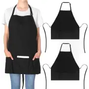 2 Pack Cooking Apron For Women Kitchen 3 Pockets Adjustable Bib 65% Polyester