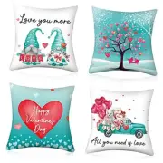 4 Pcs Turquoise Pillow Covers Teal Valentine's Day Throw Pillow Case Heart