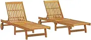 Camping Sunloungers Reclining Patio ChairsSun Loungers 2 pcs Solid Wood Acacia