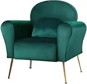 Artiss Armchair Velvet Green Recliner Lounge Dining Chairs Sofa Nursing Occasional Seat Reading Seating Armchairs Home Living Room Bedroom Furniture, with Extra Wide Back Design