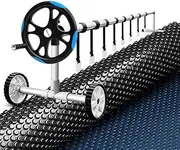 Aquabuddy Pool Cover 600 Micron Solar Heat Blanket 9.5x5m w/ 5.55m Blue Roller