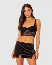 EDIKTED Womens Aspen Sheer Lace Bra Top BLACK