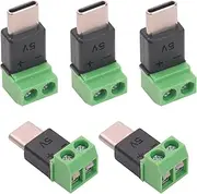 5PCS Type C Male to 2 Pin Screw Terminal Adapter,5V USB C to 2 Pin Solderless Connector for Charging Mobile Devices and Small Appliances