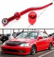 FOR 1988-2000 HONDA CIVIC RED DUAL BEND SHORT THROW SHIFTER+TYPE-R SHIFT KNOB (for: Honda)