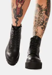 [Lamoda] Night Bikers Mischief Lace Up Boots