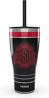 Tervis Traveler Ohio State Buckeyes - Night Game Triple Walled Insulated Tumbler Travel Cup Keeps Drinks Cold & Hot, 30oz Straw Lid, Stainless Steel