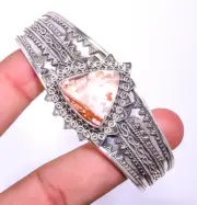 Rosetta Jasper Gemstone 925 Sterling Silver Handmade Jewelry Cuff Adst. T50