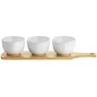 Gibson Elite Gracious Dining 4 Piece Fine Ceramic Tidbit Bowl Set w Base in Whi