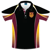 S/S Black Maroon Gold White Sports Polo With Emb